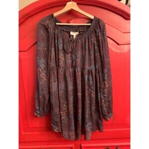 Jessica Simpson Maternity Sz Small GORGEOUS 2 Piece Sheer Paisley Shirt Tank EUC